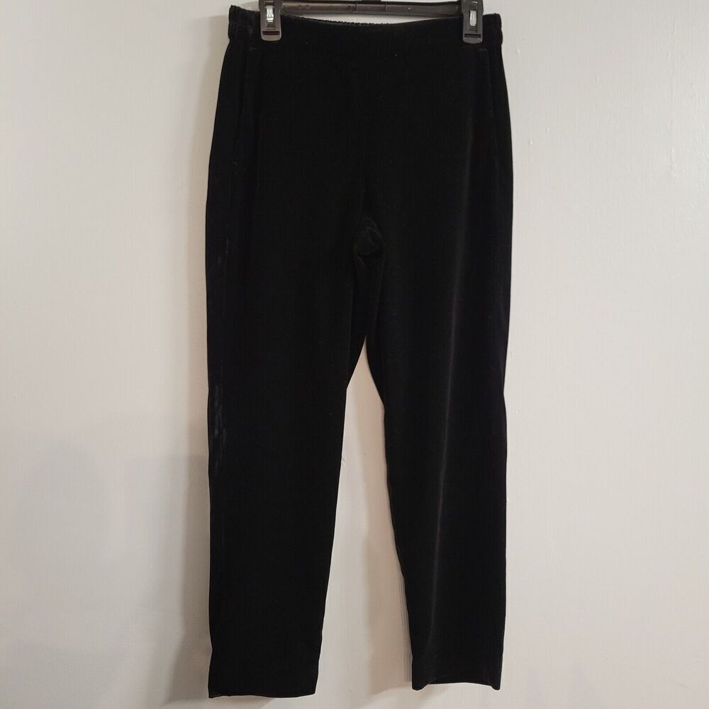 J Crew 6 Black Crushed Velvet Pull On Easy Pants Holiday Party Classic Comfort